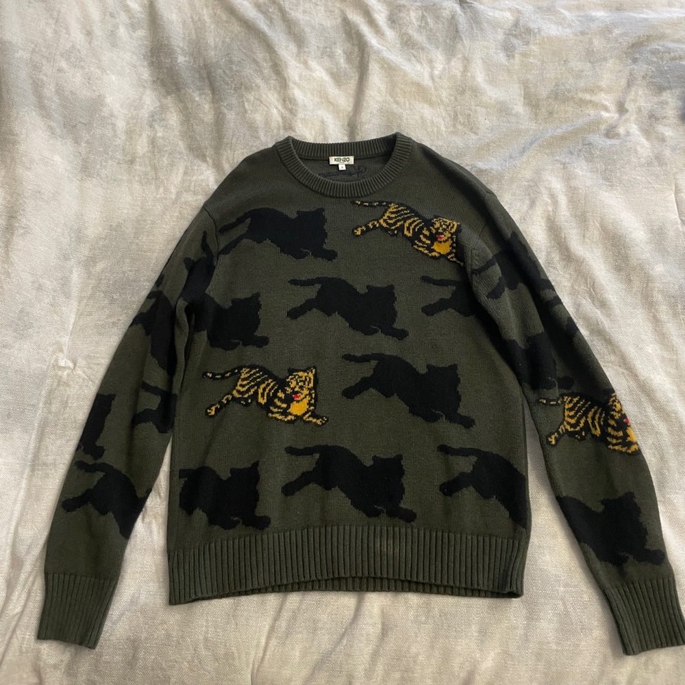 Green Kenzo Tiger Sweater Size: Small  Used